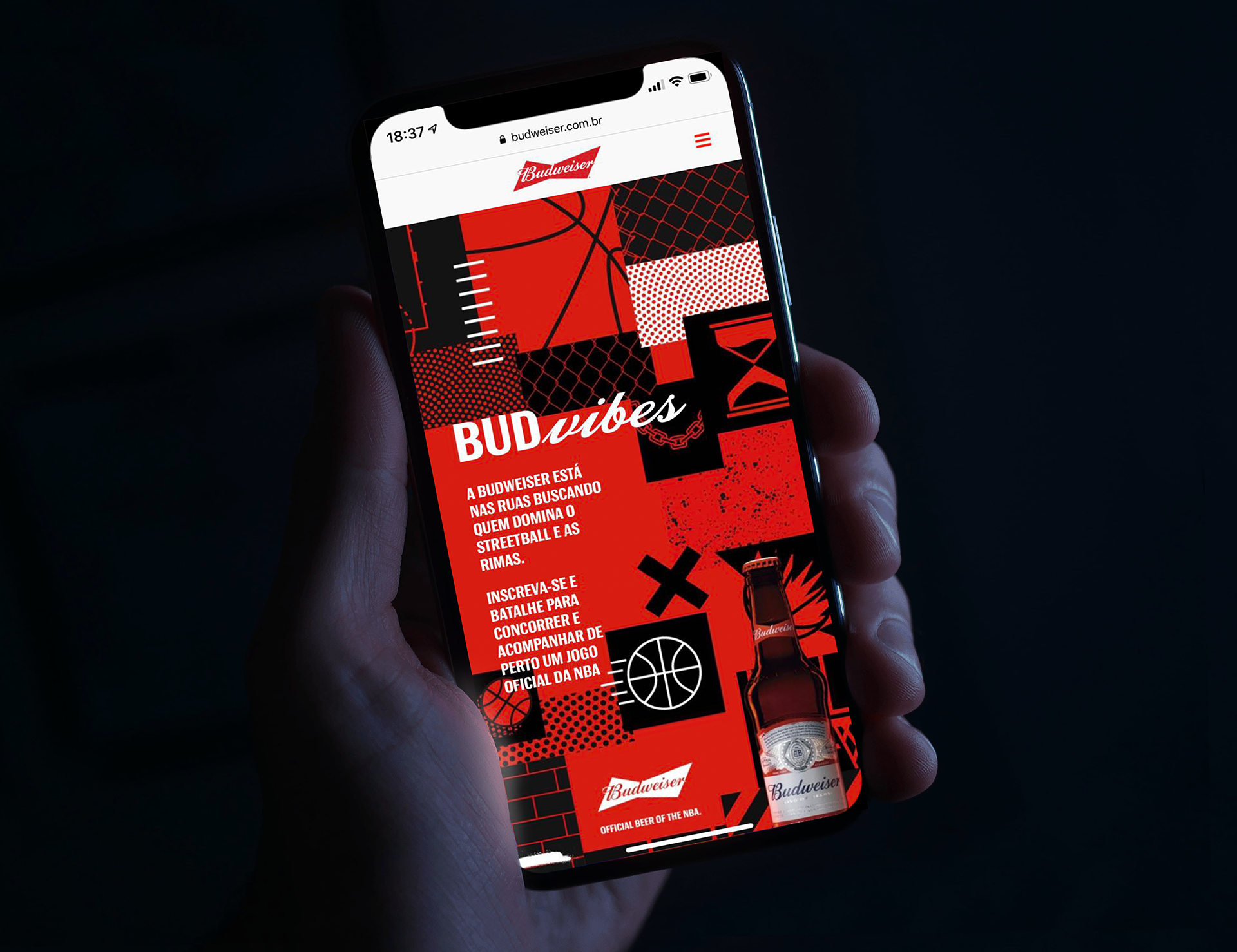 Experiência digital Budvibes apresentada em um smartphone