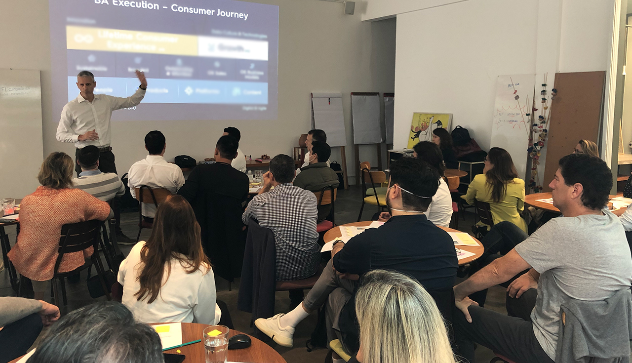 Workshop de mapeamento da jornada do consumidor realizado com a equipe Electrolux