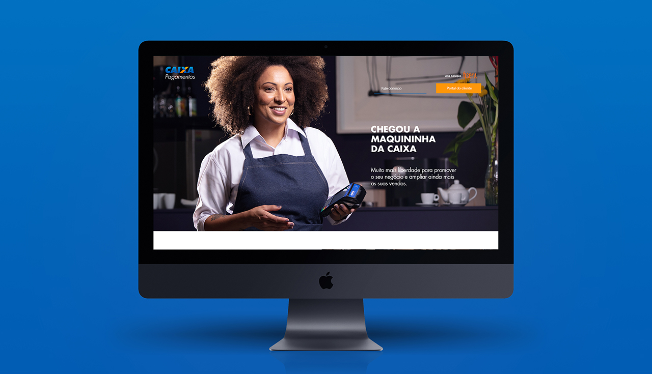 Plataforma Caixa Adquirência apresentada em diferentes telas