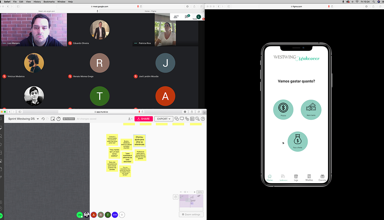 Workshop remoto e teste da jornada Westwing Makeover em smartphone