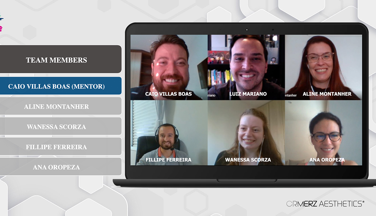 Equipe multidisciplinar do Merz Futurelab reunida em uma chamada de vídeo