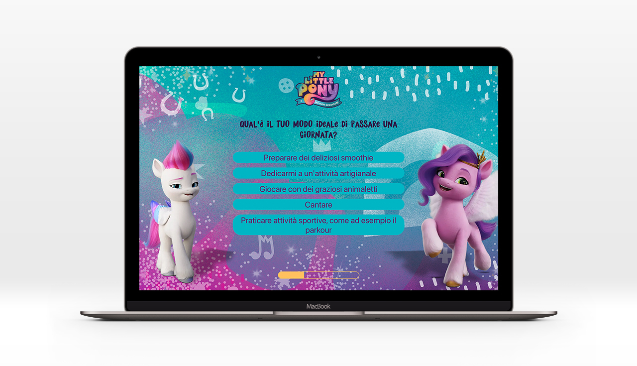 Pergunta do quiz interativo de personalidade de My Little Pony