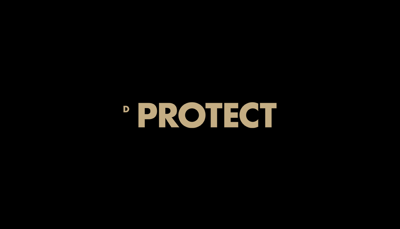 Logotipo DProtect em dourado sobre fundo preto