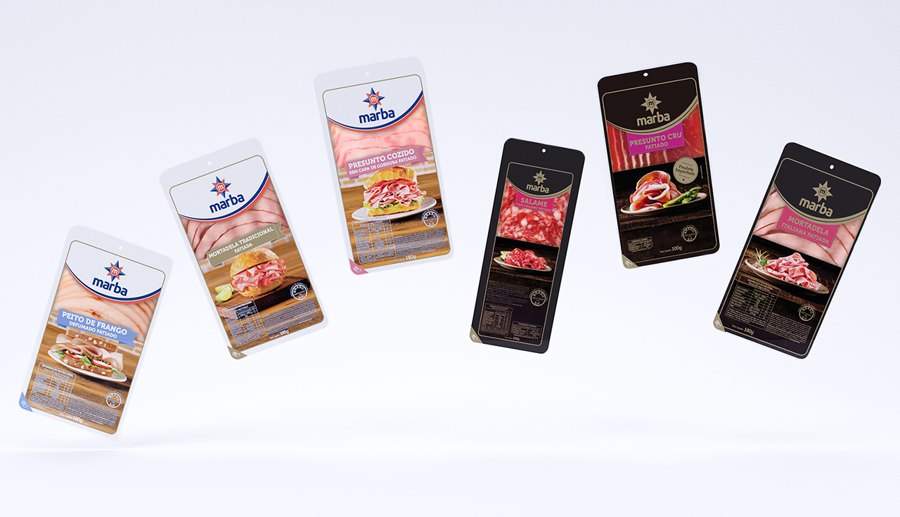 Linha de produtos fatiados Marba em embalagens claras e premium